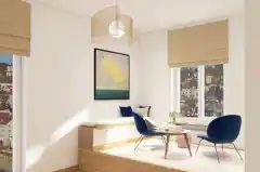 Ordnung mit Stil - Einrichtungsplanung - Bett im Wohnzimmer - Bett im Podest